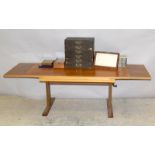 Adjustable desk with collectors cabinet