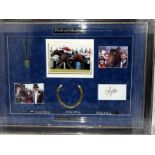 Framed racing Memorabilia. Horse shoe from Rock of Gibraltar Ascot winner owned by Alex Ferguson.