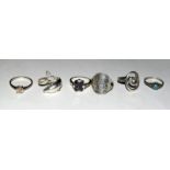 Collection of Silver fashion rings