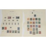 Collection of early Chile stamps on vintage album pages (57)