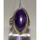 Silver fashion ring with amethyst centre stone size Q