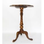 Victorian Walnut Pie Crust Lamp Table on Twist Base on Tripod Legs 72 x 50cm