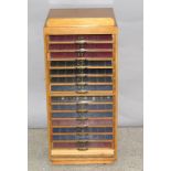 Able Morrall Ltd coin collectors cabinet with 15 alphabetical drawers. 83 x 39 x 52cm