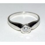 9ct white gold diamond solitaire ring. 0.25ct. Size M