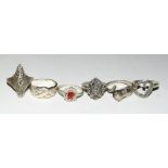 Collection of Silver fashion rings