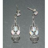 Pair of silver and opal drop earrings