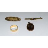 9ct gold locket and brooch (6g) together with a brooch and ring