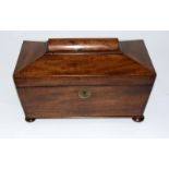 C19th Mahogany Sarcophagus Tea Caddy