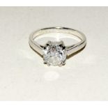 18ct white gold single stone diamond ring of 1.7ct. Size L