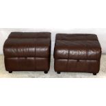 Two leather pouf 40 x 60 x 60cm