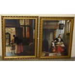 Pair of gilt framed pictures. 85 x 70cm