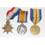 A WW1 Merchant Navy medal trio named to Fireman W Hendey of the Marine Fleet Auxiliary on the Star