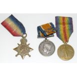 A WW1 medal trio named to K7271 Stoker Petty Officer AE Lacey of the Royal Navy