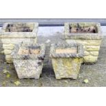 4 Square stone garden pots