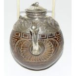 18th Century South American Silver Mounted Bugbear Coconut Powder Flask