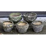 5 Garden urns. ( 2 Large & 3 Small)
