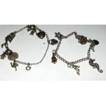 2 silver charm bracelets and charms 37g