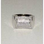 Large silver and cz dress ring. Size W