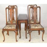 Georgian mahogany drop leaf table on pad feet with 4 drop in seat chairs. 70 x 104 x 84cm