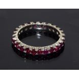 White Metal Full Eternity Ruby Ring. Size Q