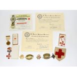 A boxed WW1 Red Cross Society War Medal with a Red Cross cloth sleeve badge - Dorset Red Cross