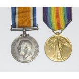 A WW1 medal pair named to 43085 Private TW Calver of the Suffolk Regiment