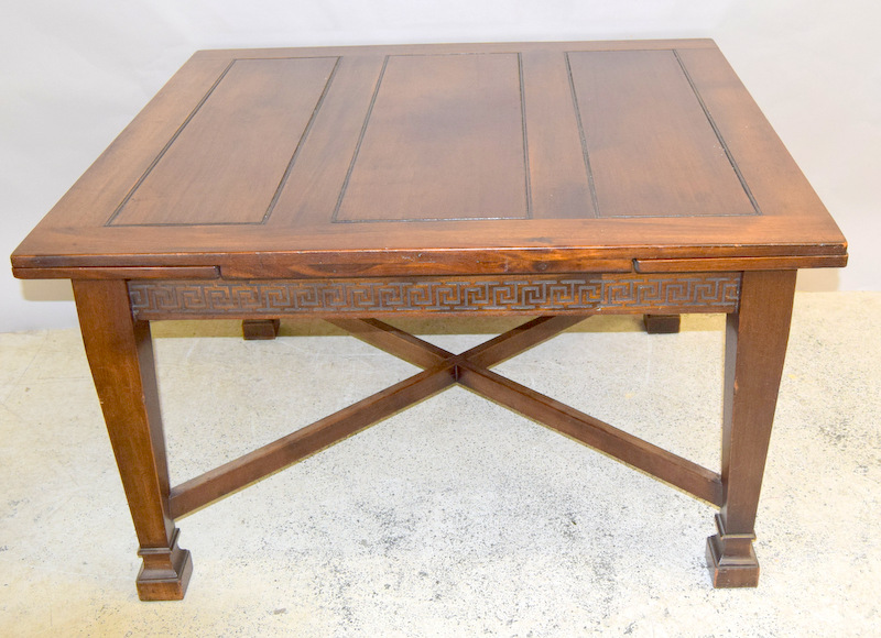 Oak draw leaf table with 6 chairs to include carvers. 75 x 184 x 106cm - Image 5 of 7