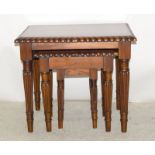 Mahogany pie crust edge nest of tables with turned legs 50x60x45cm