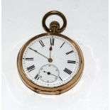 14ct gold open face pocket watch 5cm diameter