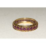 9ct gold Ladies Ruby eternity ring size N
