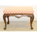 Foot stool with shell motif and cabriole legs 46 x 66 x 40cm