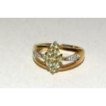 9ct gold Ladies Aquamarine diamond shoulder ring size N