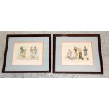Two framed prints of French dancing scene