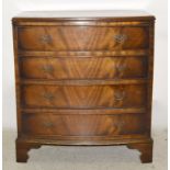 Bow front mahogany4 draw chest of draws with small proportions 90x80x50cm