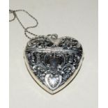 Silver heart shaped locket on silver chain