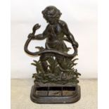 Cast iron Umbrella Stand in the form of a cherub holding an asp. 85 x 50 x 22cm