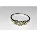 9ct white gold ladies 3 stone peridot ring size S