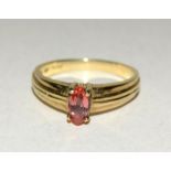 9ct gold Ladies ring amber set size T