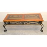 Wrought iron smokey glass coffee table