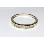 9ct gold diamond half eternity ring. Size L/M