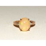 9ct gold Ladies yellow quartz diamond shoulder ring size P