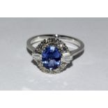 18ct white gold substantial sapphire and diamond cluster ring of 2.5ct approx