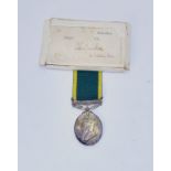 A George VI Territorial Efficiency Medal with box named to 556423 Trooper J.R.W. Siminson of the