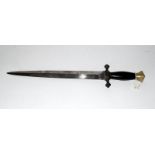 A superb quality French 2nd Empire double edged dagger. Having an ebony grip with bronze pommel