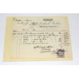 Calwell Brothers of Edinburgh Vintage Invoice dated 1862 with large Victorian Mauve stamp