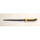 A German stiletto dagger by WKC with a stag horn handle. Blade length 24cms with overall length