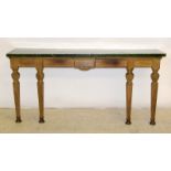Column Leg Marble topped Console Table. 81 x 172 x 46cm