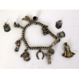 Solid silver charm bracelet. 37g