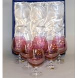 Bohemian cranbury brandy glasses boxed