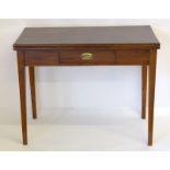 Solid mahogany antique fold over tea table with drawer. 73 x 90 x 45cm